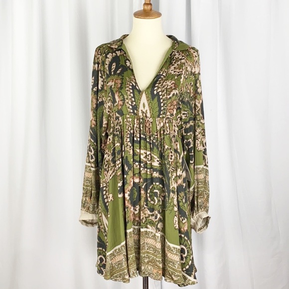 Free People Say You Love Me Minidress in Green - Picture 2 of 15